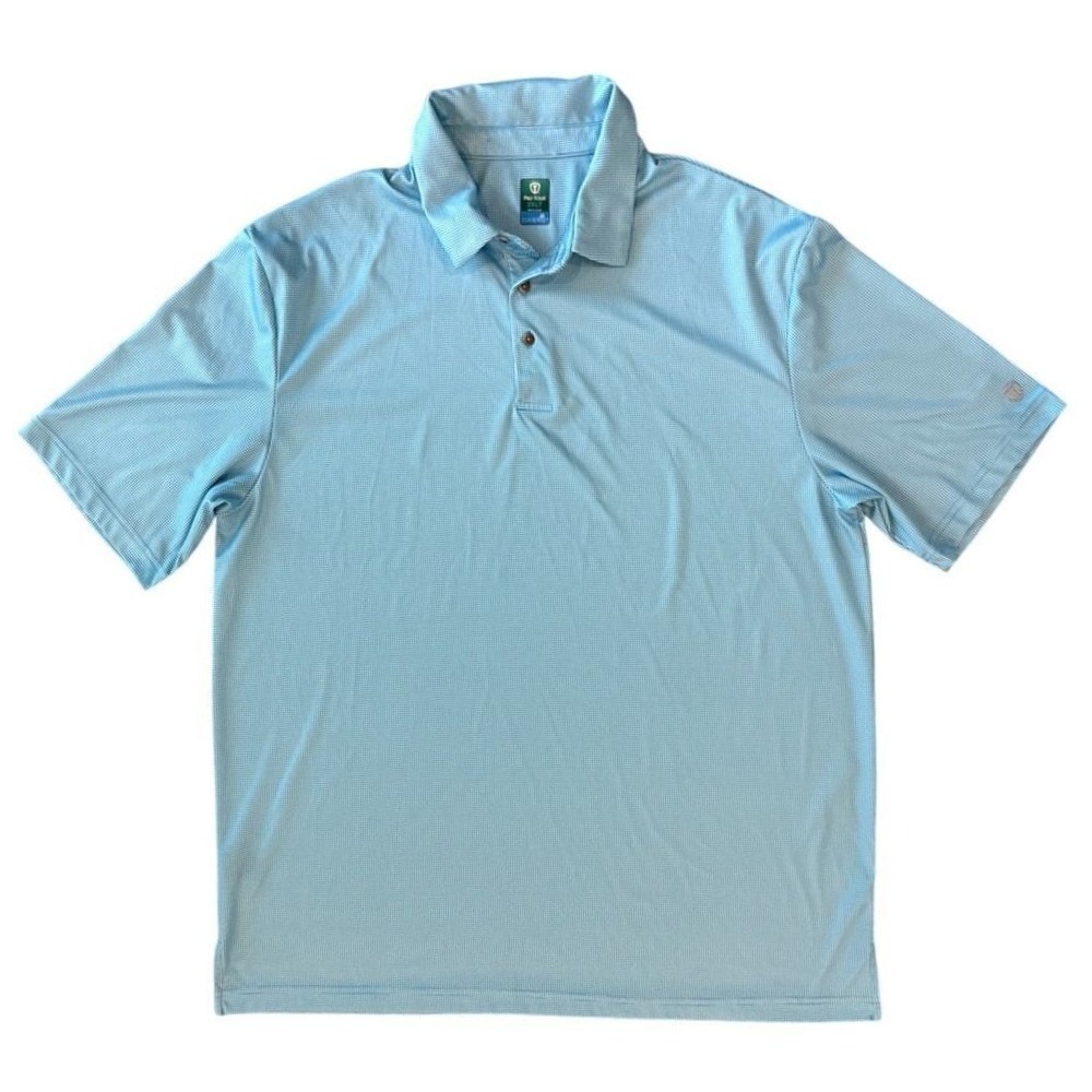 Pro‎ Tour Mens Gingham Polo Shirt Short Sleeve 2XLT Light Blue Coolplay Casual